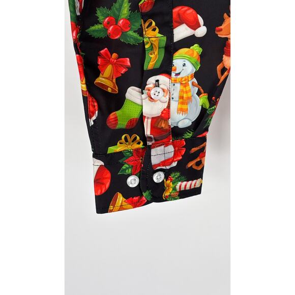 Tunevuse Christmas Holiday Long Sleeve Button Up Shirt Mens Size Medium New Red - Picture 4 of 7